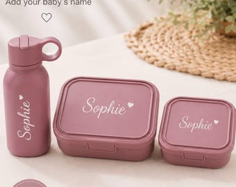 Personalized Kids Lunch Box Set with Water Bottle, Custom Bento Box, School Lunch Kit, BPA Free Lunch Container, Back to School Gift