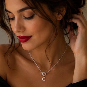 Personalized Initial Necklace for Women, Silver Letter Necklace, Custom Charm Necklace