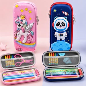 Personalized Unicorn Pencil Case, Custom Kids Pencil Box, Hard Shell Pencil Pouch, EVA School Case, Back to School Gift
