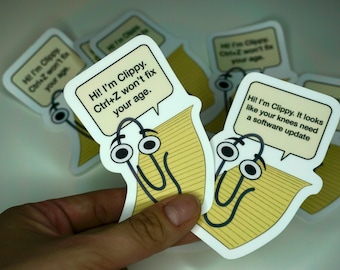 Clippy-Inspired Vinyl Sticker | Funny Retro Office Sticker | Personalized Paperclip Decal | Matte Vinyl | Laptop, water bottle & Journal
