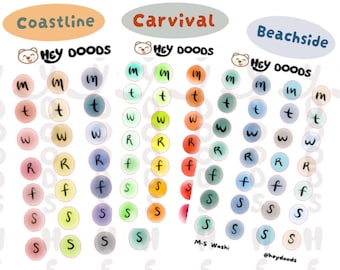 NEW FORMAT Functional Washi Weekday Stickers for Planners & Journals