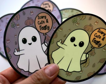 Cute Feisty Ghost Middle Finger Sticker | Spooky Halloween Vinyl Decal | Funny Sticker | Matte or Glow in the Dark