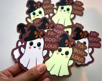 Fa-Boo-Lous Ghost Sticker | Halloween Vinyl Decal | Spooky Kawaii Ghost | Matte or Glow in the Dark | Laptop, Water Bottle & Journal Sticker