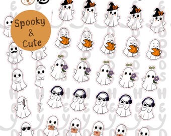 Kawaii Ghost Stickers | Spooky Halloween Planner Journal Sheets