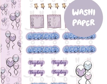 Disney Inspired Hobonichi Weeks Monthly Sticker Kit- Washi Paper