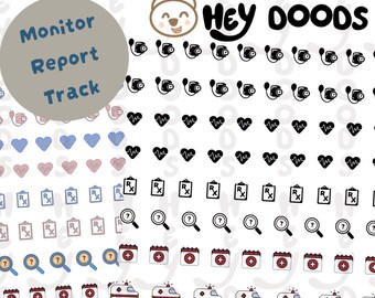 Tiny Medical Planner Icons Sticker Sheet | Blood Pressure, Medications, Glucose, Symptoms and Health Tracking