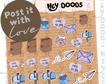 Snail Mail Planner Stickers | Happy Mail, Packages, Envelopes (Sheet)