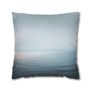 Coastal Mist Square Pillowcase — Soft Blue Ocean Gradient Throw Pillow Cover