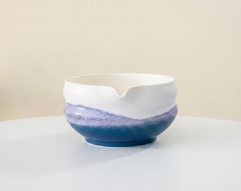 Ceramic Matcha Bowl Set with Whisk Holder: Blue Gradient Glazed Chawan Tea Set