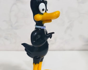 Handmade Glass Daffy Duck Figurine | Warner Style Cartoon Art Sculpture