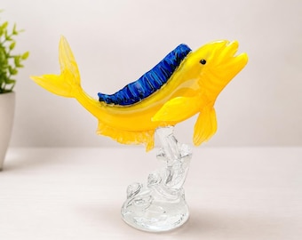 Handmade Blown Glass Tropical Fish Figurine, Colorful Marine Life Sculpture, Nautical Collectible Art