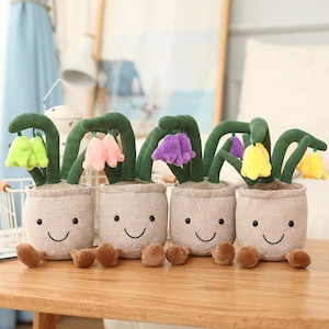 Bluebell Plush Potted Plant Toy, Kawaii Desk Decor, Aesthetic Flower Stuffie, Emotional Support Plant, Cute Gift for Plant Lover