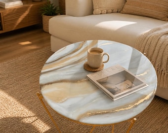 Handcrafted Resin Coffee Table | Luxury Epoxy Art Furniture with Metallic Gold Detailing |Contemporary Furniture for Living Room