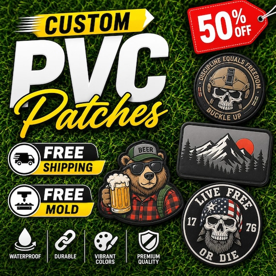 Custom PVC Rubber Patches, Logo, Adhesive, Velcro Backing Options