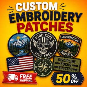 Custom Embroidered Patches, Your Logo Design, Personalized Apparel Patches