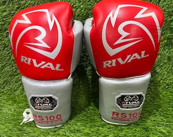Rękawice bokserskie Rival RS100 Sparring: czerwone skórzane, sznurowane, treningowe