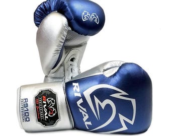 Rival RS100 Sparring Boxing Gloves: Red Leather Lace-Up Training Gear