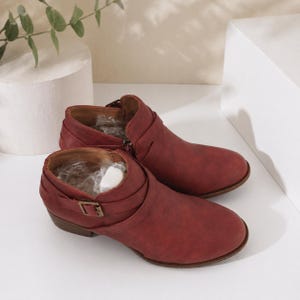 Womens Brown Low Heel Ankle Boots - Etsy