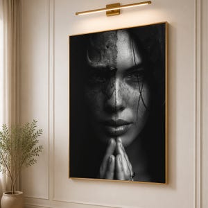 Split Face Portrait Leinwand, Schwarz Weiß Dualität Kunst, dramatischer emotionaler Ausdruck Wohnkultur