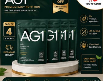 Pack of 4 Daily Foundational Nutrition Powder | Gut Health, Immunity, Energy | AG1 Supplement