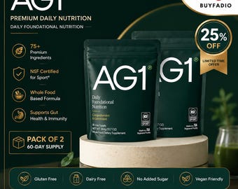 Pack of 2 Daily Foundational Nutrition Powder | Gut Health, Immunity, Energy | AG1 Supplement