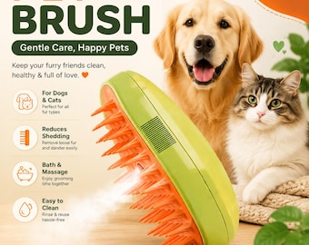 Pet Brush Grooming Tool | Dog Cat Hair Removal | Bath & Massage Comb