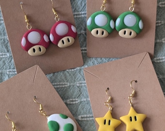 Mario Yoshi Mushroom Star Power Up Earring