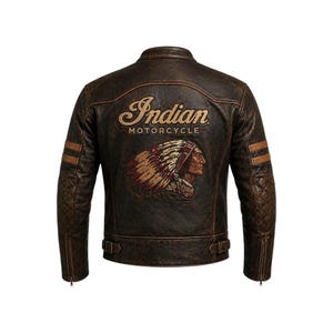 Brown Leather Indian Motorcycle Jacket - Etsy