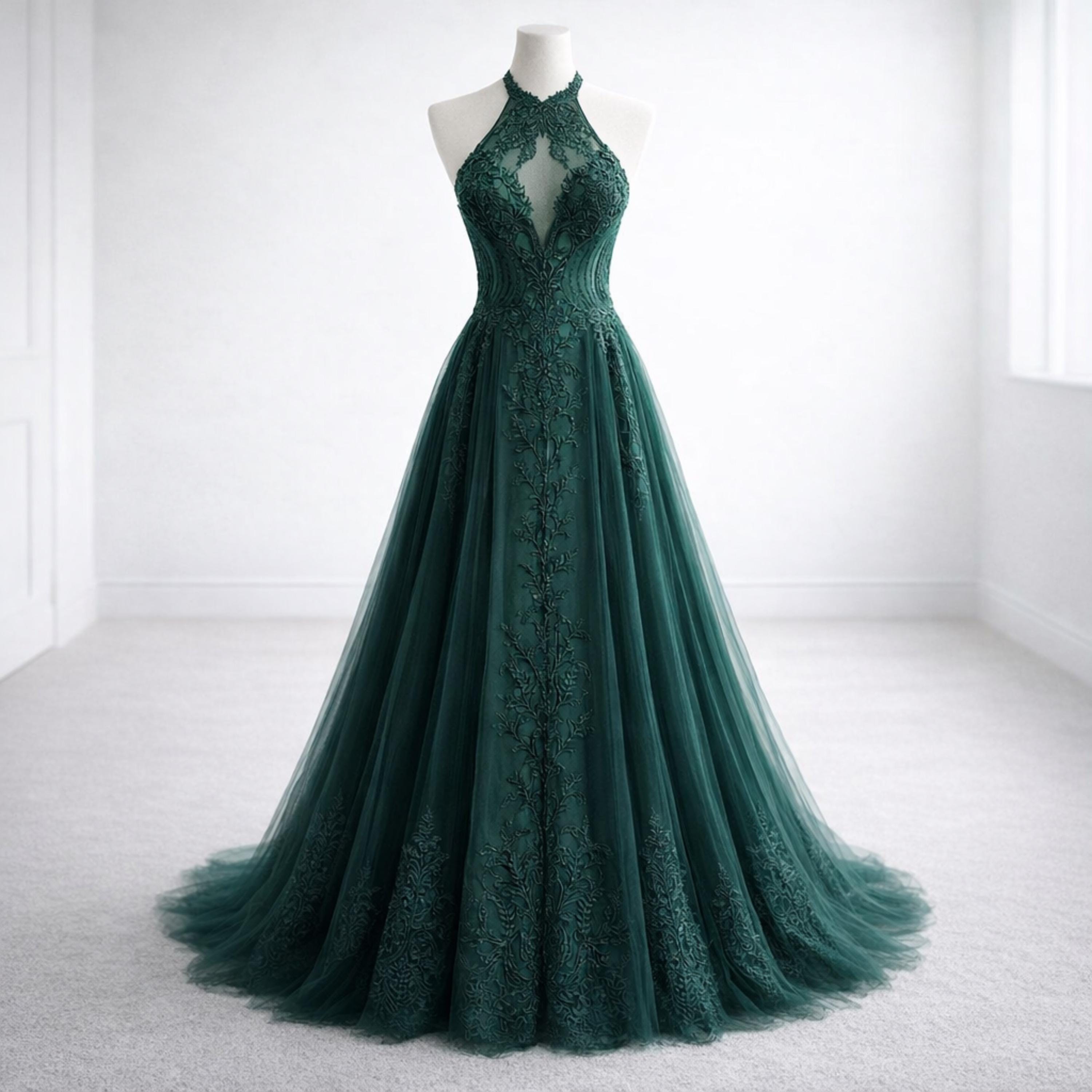 Emerald Green Dress Halter - Etsy