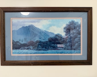 Framed Gary Reed Kahaluu Mountain Art Print Signed