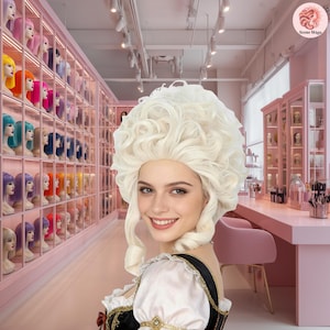 Peluca barroca estilo colmena rubia con recogido rizado / Peinado de inspiración real vintage / Peluca con volumen impactante