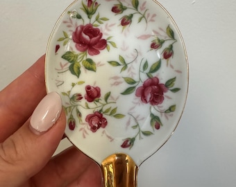 Popielniczka/uchwyt na papierosy Lefton China Rose Chintz, lata 50. XX wieku