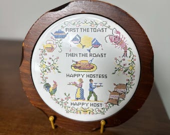 Houten tegel muurbevestiging vintage kruissteek stijl, Cottagecore keukendecor