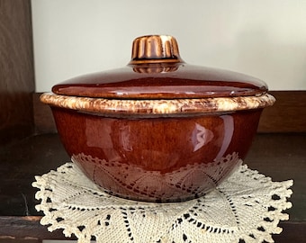 Hull Brown Tropfglasur mit Deckel 1960er/70er Jahre