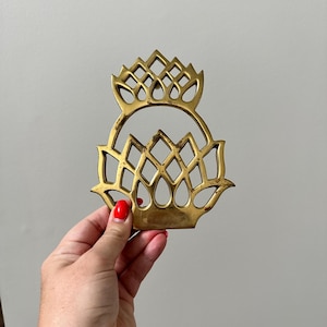 Vintage Solid Brass Pineapple Trivet, 1970s