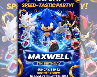 Sonic 3 Birthday Invitation, Sonic The Hedgehog Party Invite, Sonic Party, Sonic Birthday Invitation, Editable Template(Digital Download)