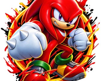 Knuckles PNG, Knuckles Shirt PNG, Sonic PNG, Sonic Character Png, Knuckles the Echidna, Gaming Shirt Design, Red Character Png