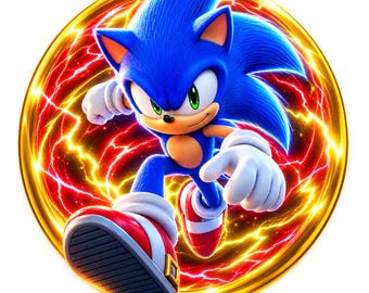 Blue Speedster PNG, Sonic Png, Lightning Sonic Inspired Clipart, Gamer T Shirt Design, Gaming Mug Art, Printable Digital Download