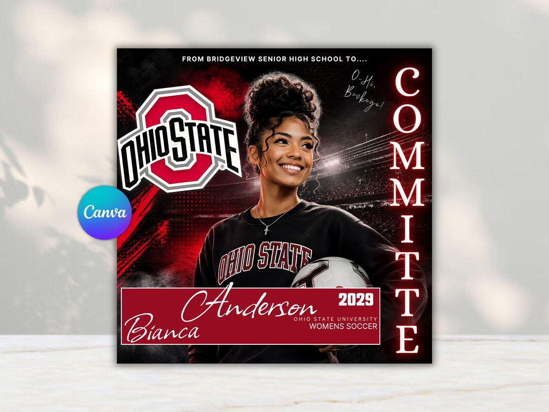 Senior 2026 Commitment Announcement, College Decision Invitation, Canva ...