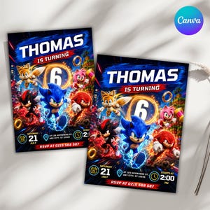 sonic invitation, sonic party invite, editable invitation, digital download, birthday invitation, instant download, sonic birthday invite image 6
