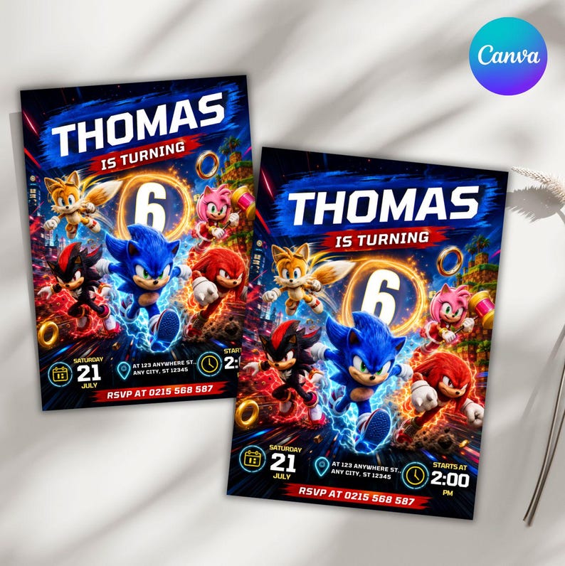 sonic invitation, sonic party invite, editable invitation, digital download, birthday invitation, instant download, sonic birthday invite image 6