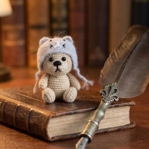 PIXEL Mini Crochet Bear Pattern | Tiny Amigurumi Cat Hat PDF (Instant Download)