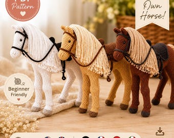 Realistic Crochet Horse Pattern PDF | Amigurumi Plush Animal (Beginner Friendly)