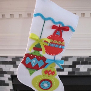 Bright Ornaments White Felt Stocking image 5