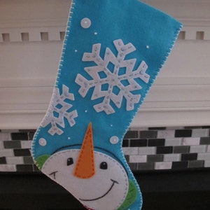 Snowman Catching Snowflakes Felt Christmas Stocking image 5