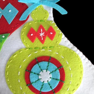 Bright Ornaments White Felt Stocking image 4