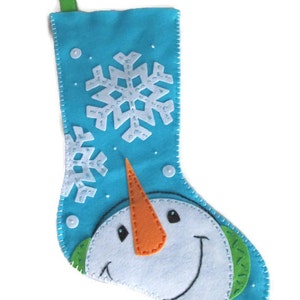 Snowman Catching Snowflakes Felt Christmas Stocking image 1