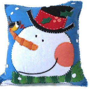 Snowman Felt Blue Pillow Bild 1