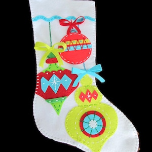 Bright Ornaments White Felt Stocking image 1