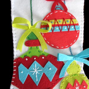 Bright Ornaments White Felt Stocking image 3